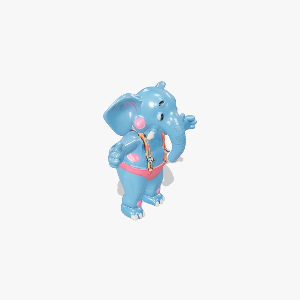 Blue Elephant with Suspenders Rigged and Animated Character