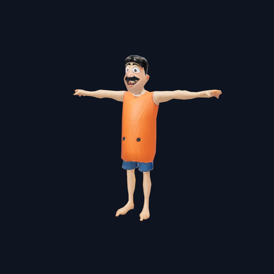 Cheerful Cartoon Character Model Pack with Orange Shirt
