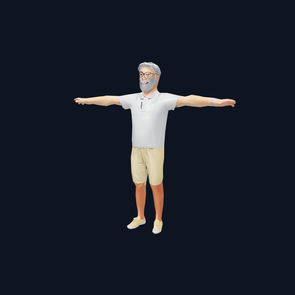 Elderly Male Character Model Pack with Casual Outfit and Glasses