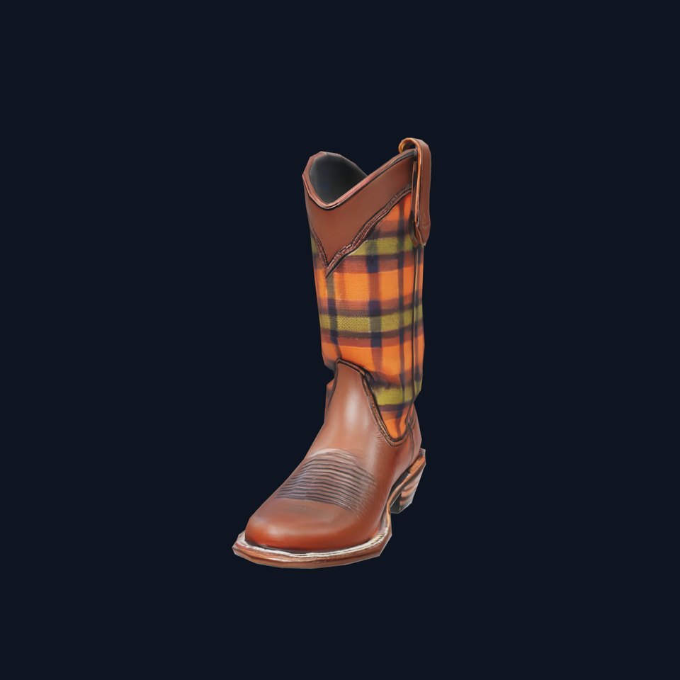 Western Cowboy Boot with Plaid Pattern model pack