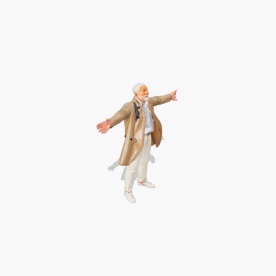 Elderly Man in Beige Outfit Model Pack