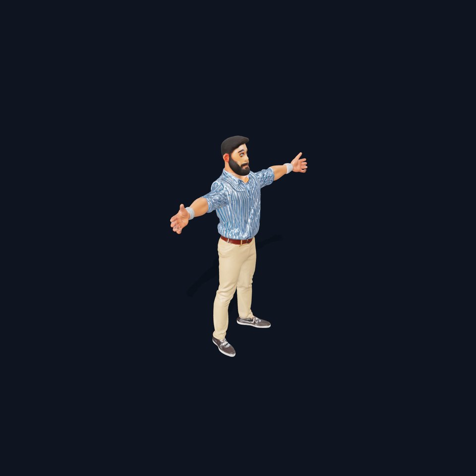 Casual Male Character Model Pack with Striped Shirt