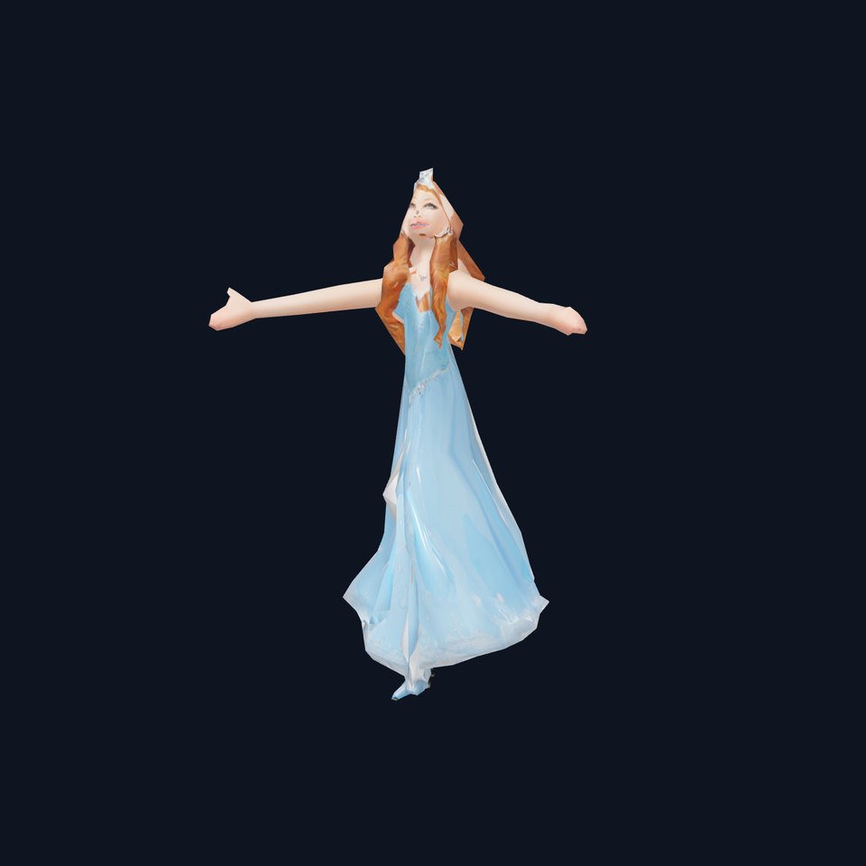 Princess Character Model Pack with Blue Dress and Tiara