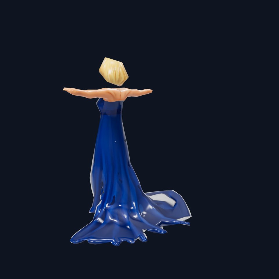 Elegant Female Character Model Pack in Blue Evening Gown