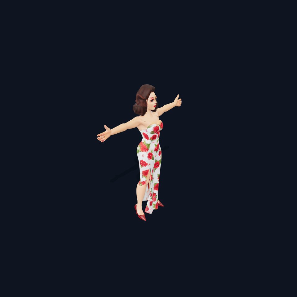 Female Character in Floral Dress Model Pack