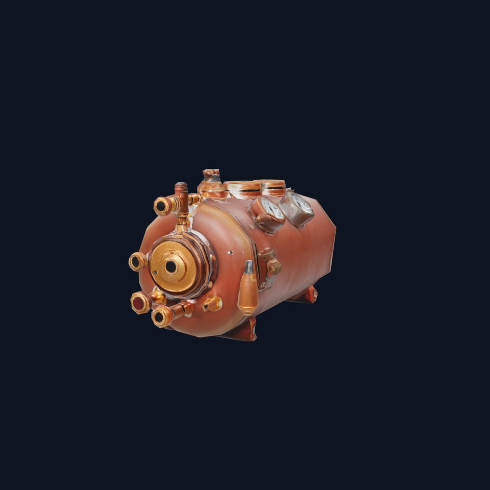 Steampunk Vintage Boiler Model Pack with Detailed Gauges