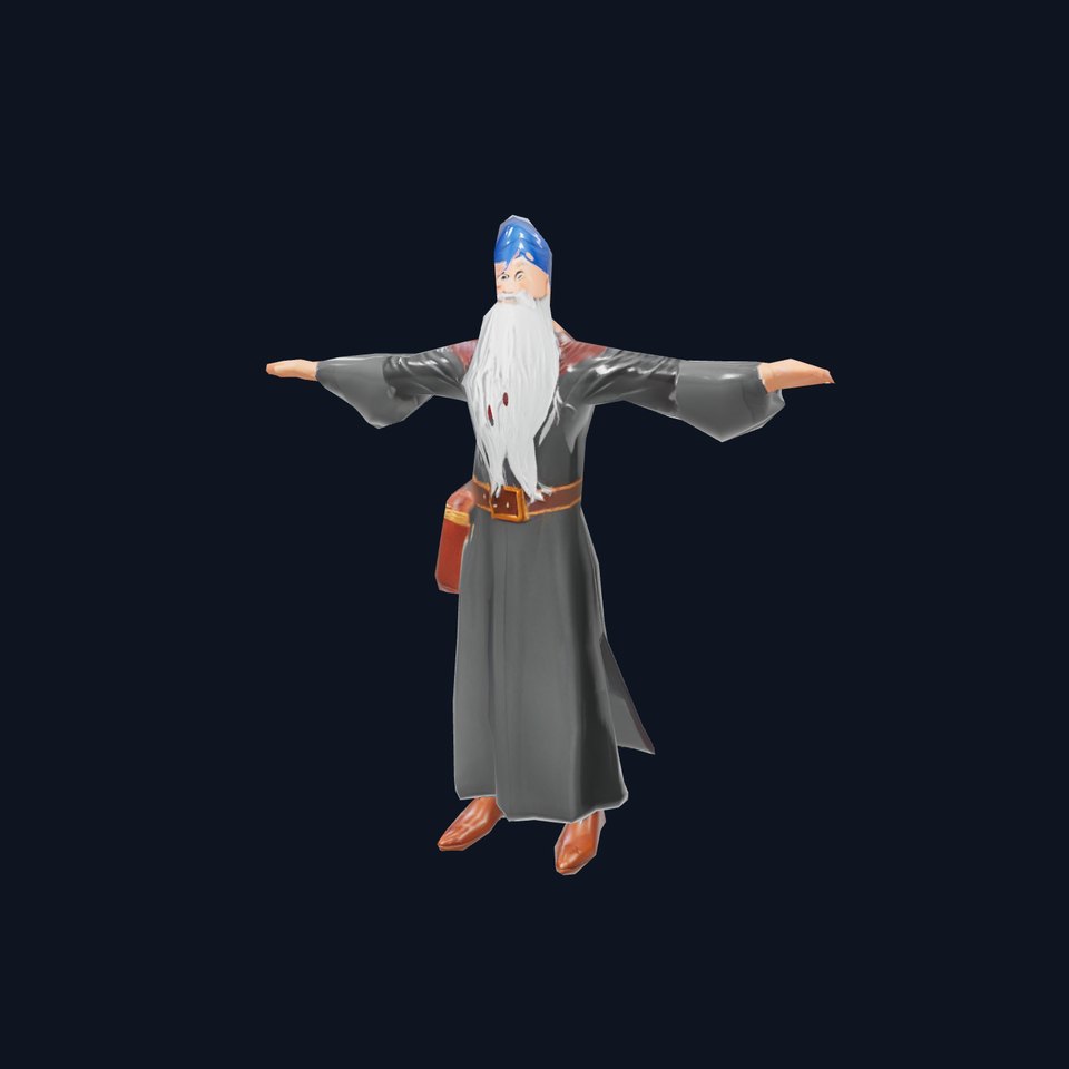 Wizard Character Model Pack with Extended Arms and Beard