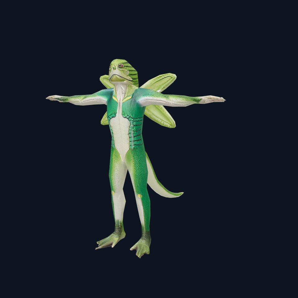 Reptilian Creature Model Pack with Green Scales and Wings