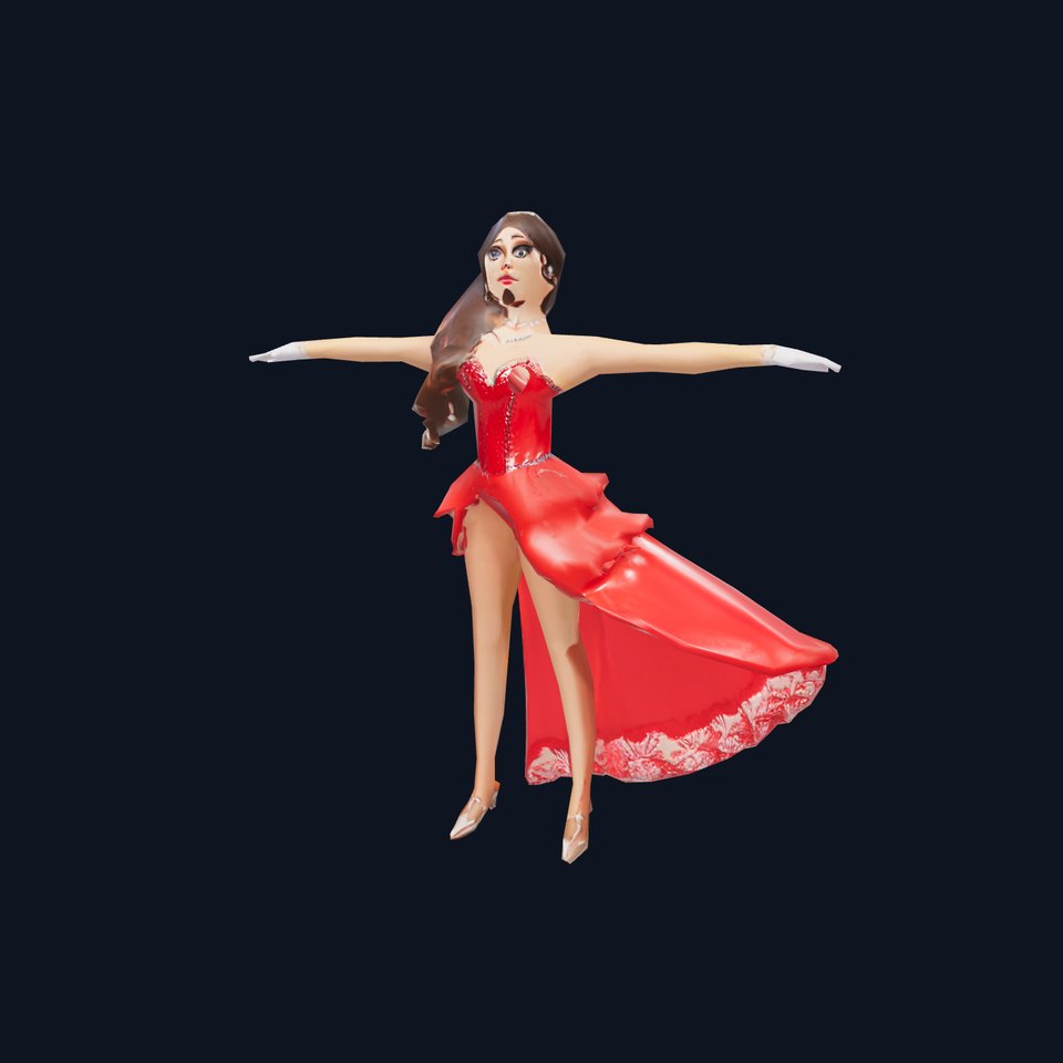 Elegant Princess Character Model Pack with Red Dress