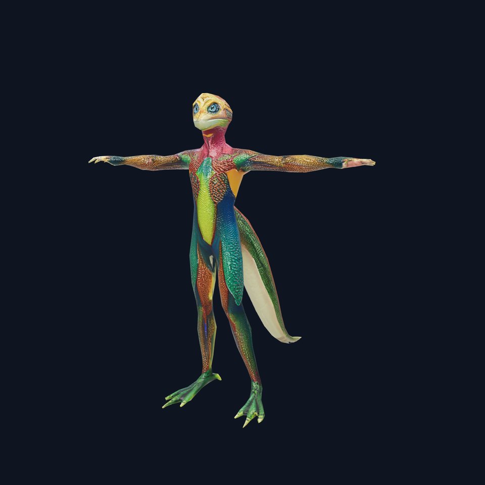 Colorful Reptilian Humanoid Model Pack