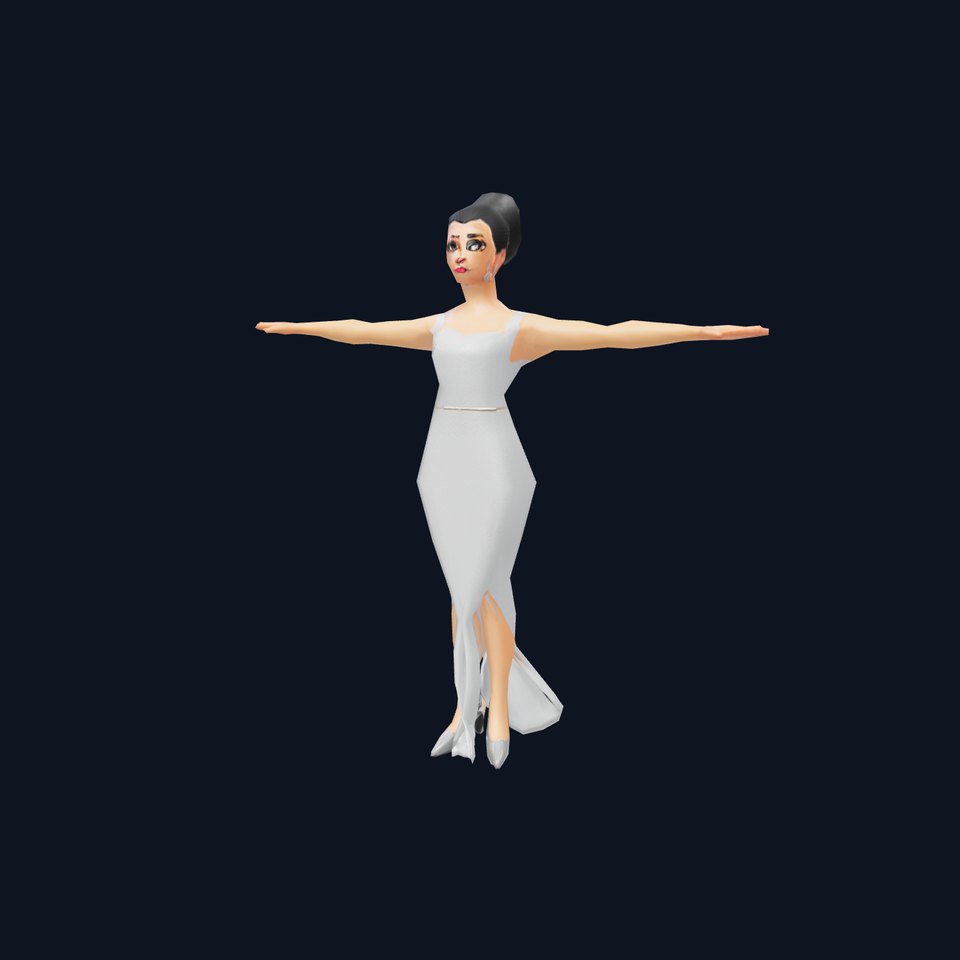 Elegant Silver Dress Character Model Pack