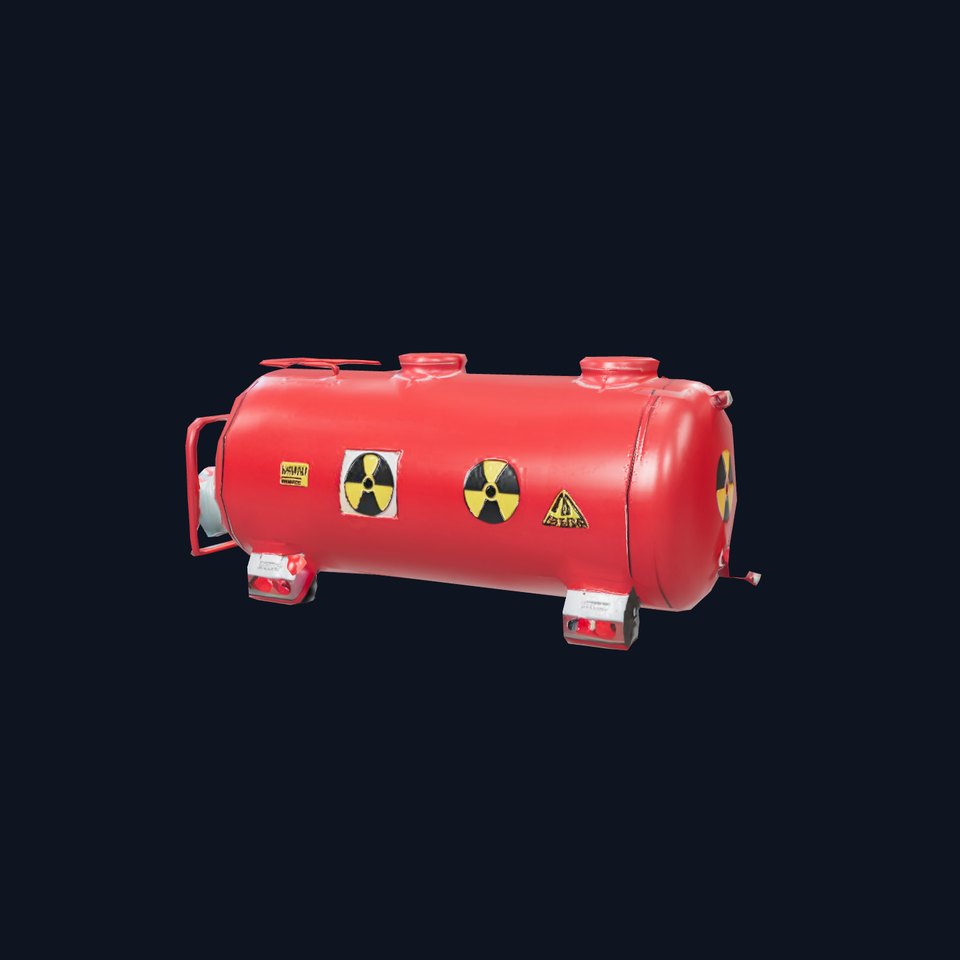 Industrial Red Storage Tank model pack with radiation symbol