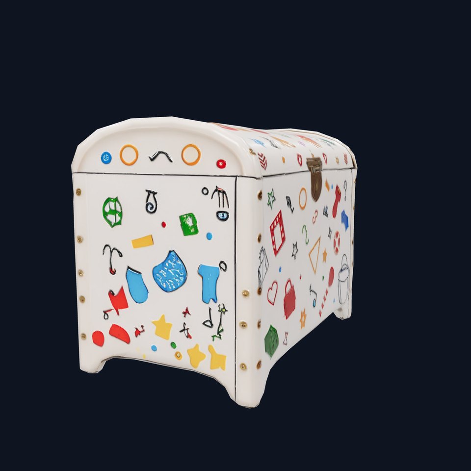 Colorful Toy Chest Model Pack with Decorative Pattern