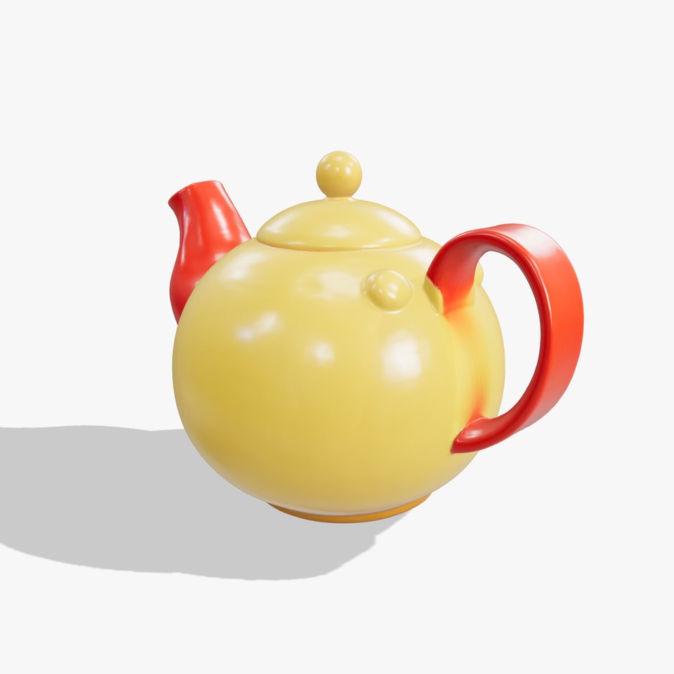 Vibrant Yellow and Red Teapot Model Pack viewer poster