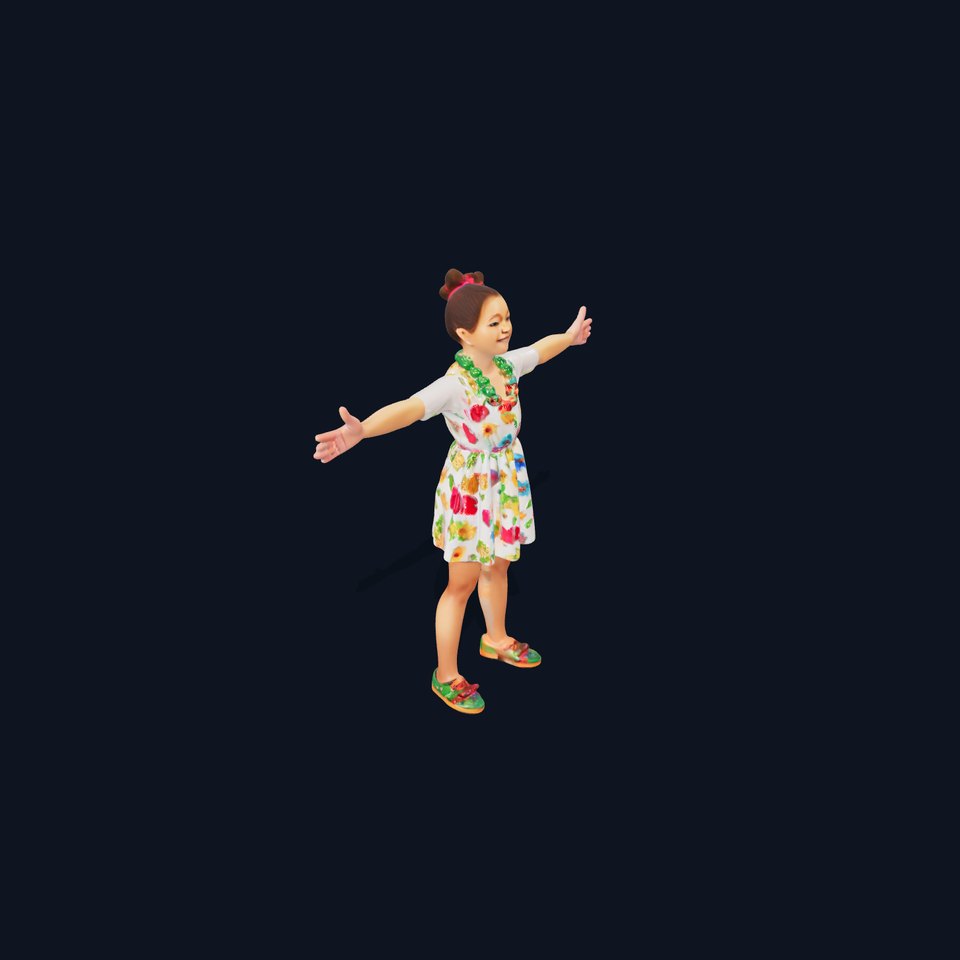 Colorful Floral Dress Character Model Pack