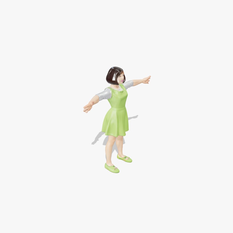 Young Girl in Green Dress Model Pack