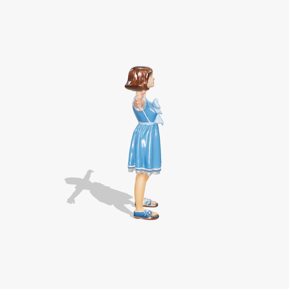 Girl in Blue Dress with Bow Model Pack