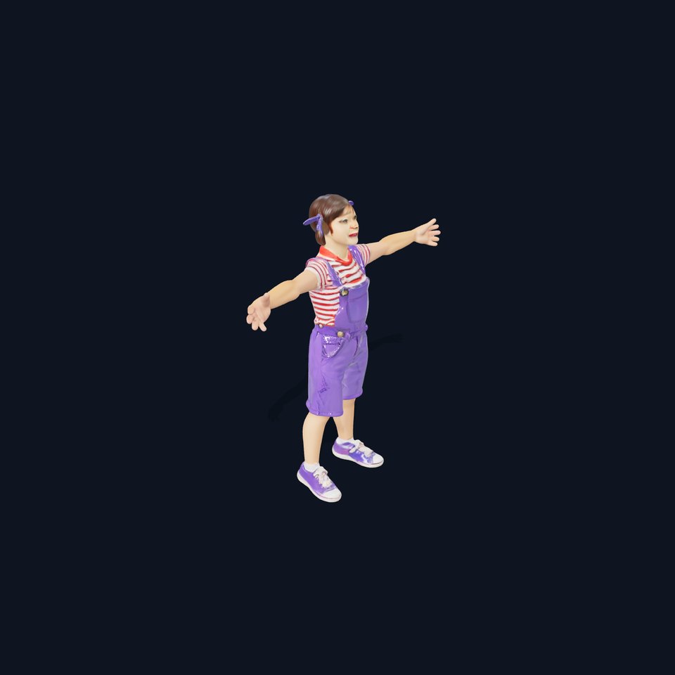 Cheerful Child in Purple Overalls Model Pack
