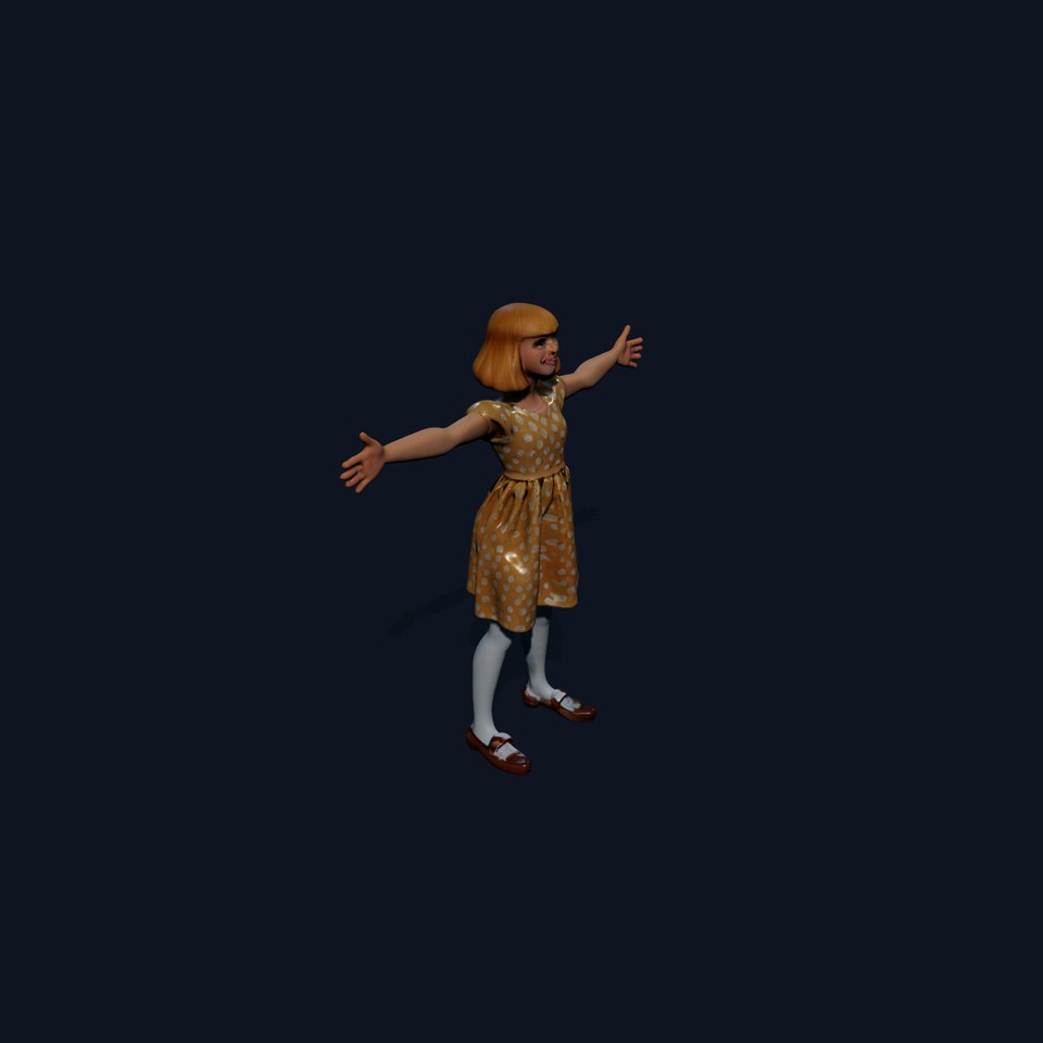 Cheerful Girl in Polka Dot Dress Model Pack