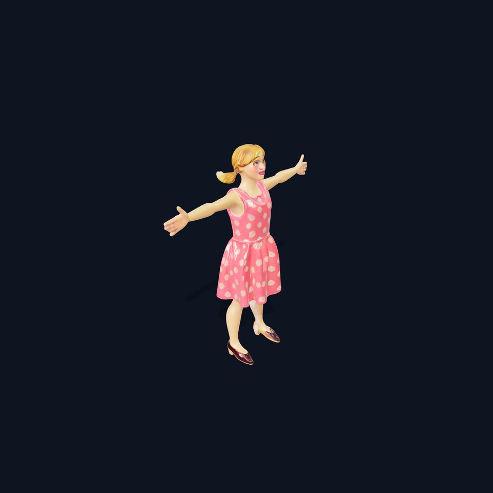Child Character Model Pack with Pink Polka Dot Dress