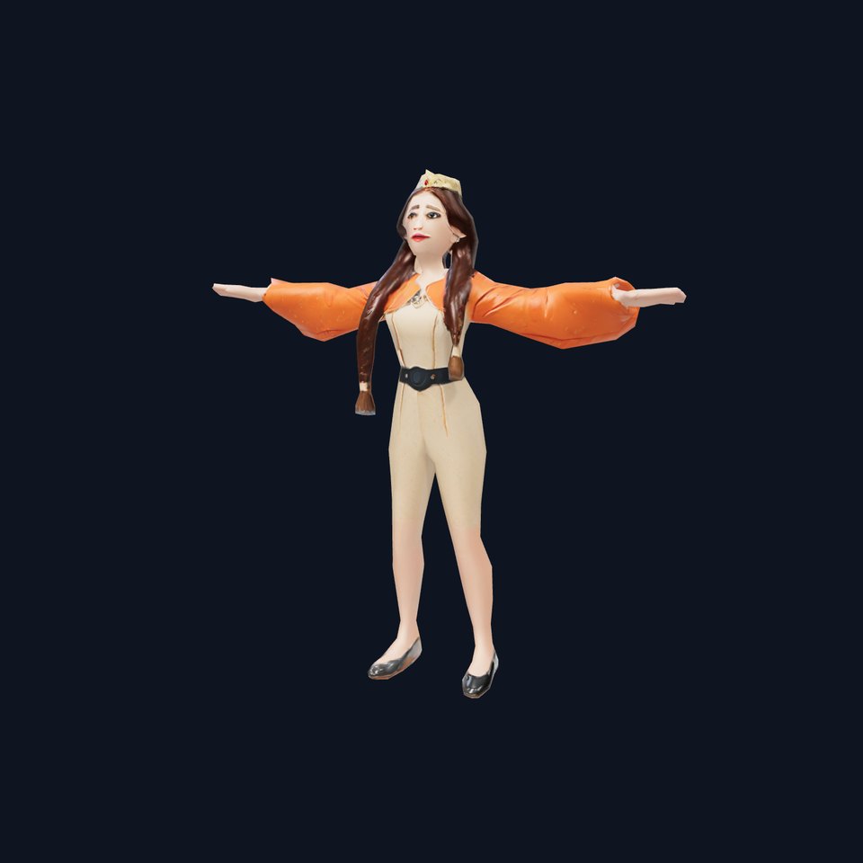 Princess Character with Orange Dress Model Pack