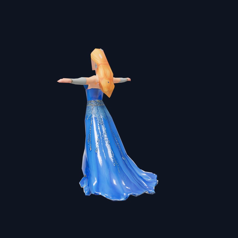 Elegant Princess Blue Dress model pack