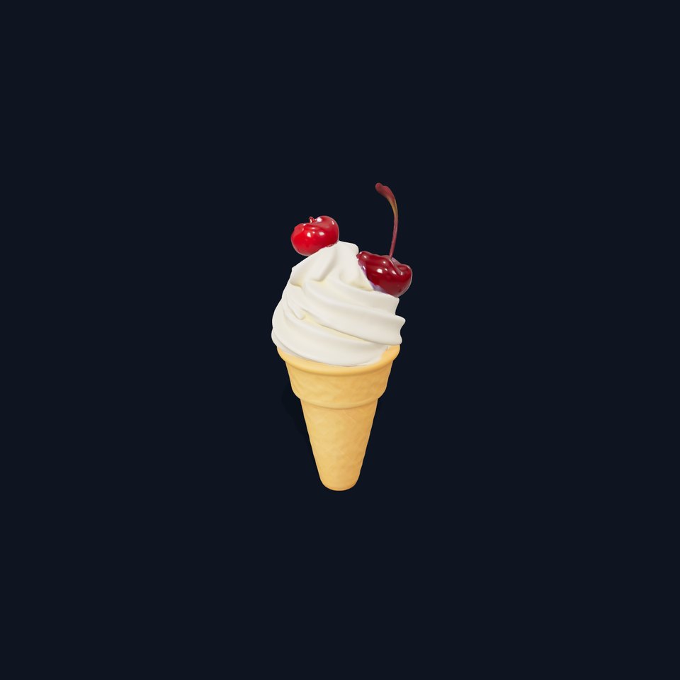 Cherry Vanilla Ice Cream Cone model pack