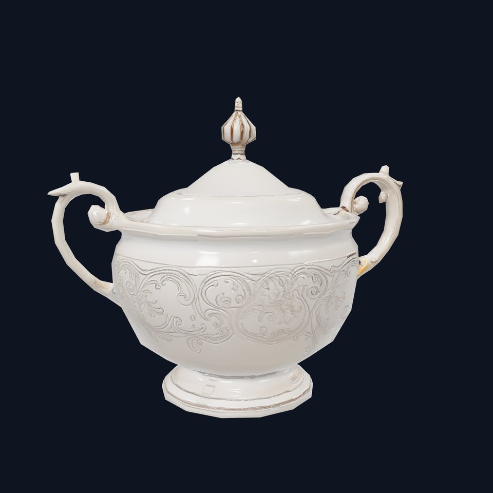 Elegant Silver Sugar Bowl model pack
