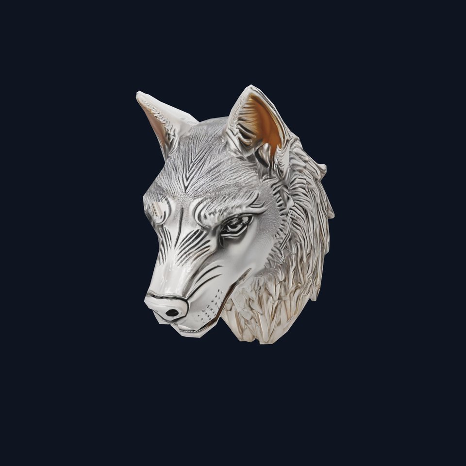 Silver Wolf Head Sculpture model pack