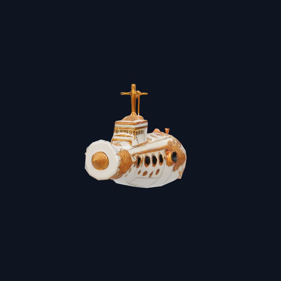 Ornate Gold Submarine model pack