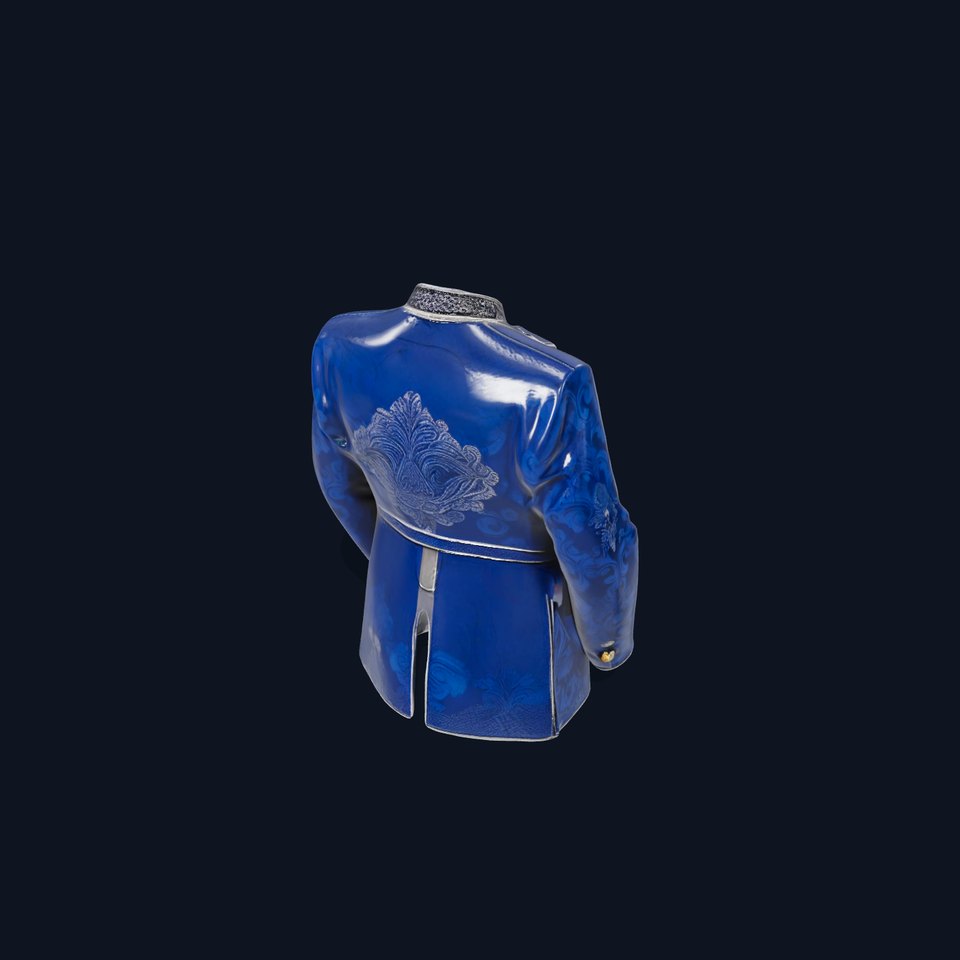 Royal Blue Brocade Jacket model pack