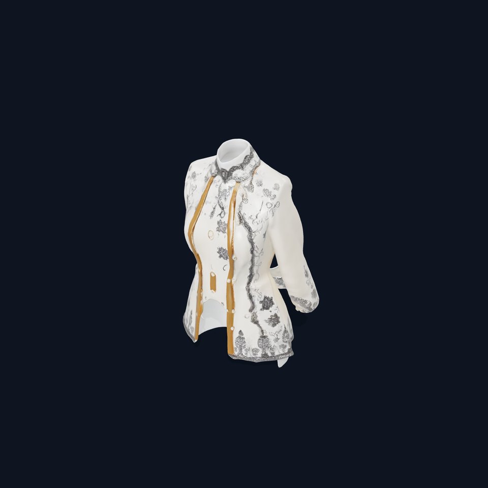 Elegant White Floral Jacket model pack