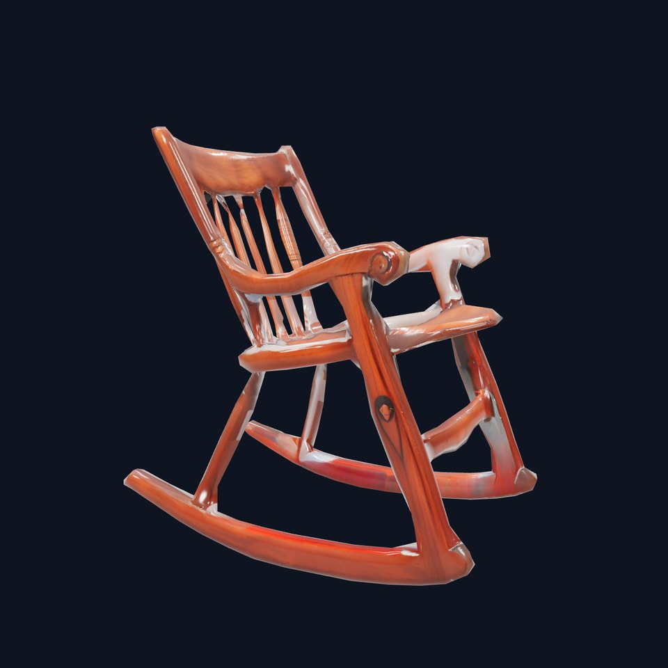 Vintage Wooden Rocking Chair model pack