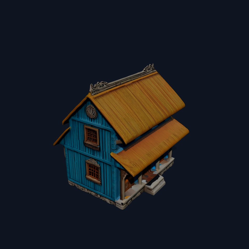 Traditional Teal Cottage model pack