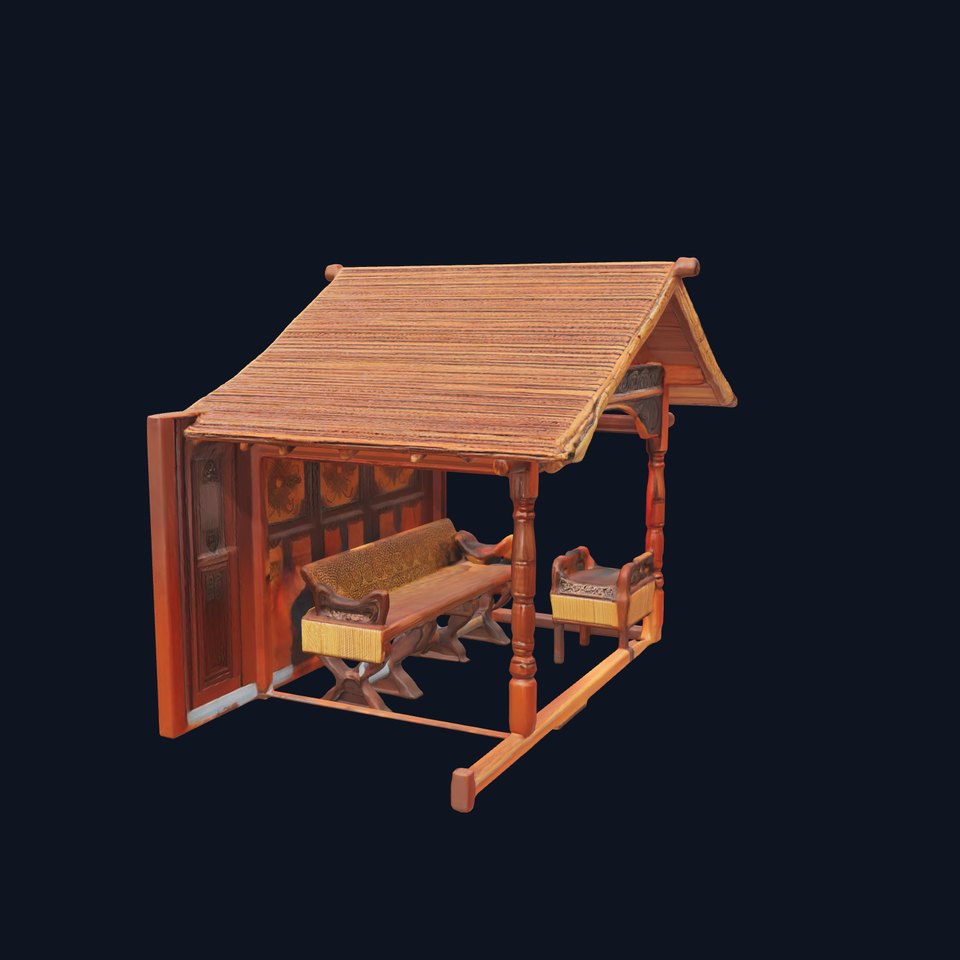 Elegant Wooden Gazebo model pack