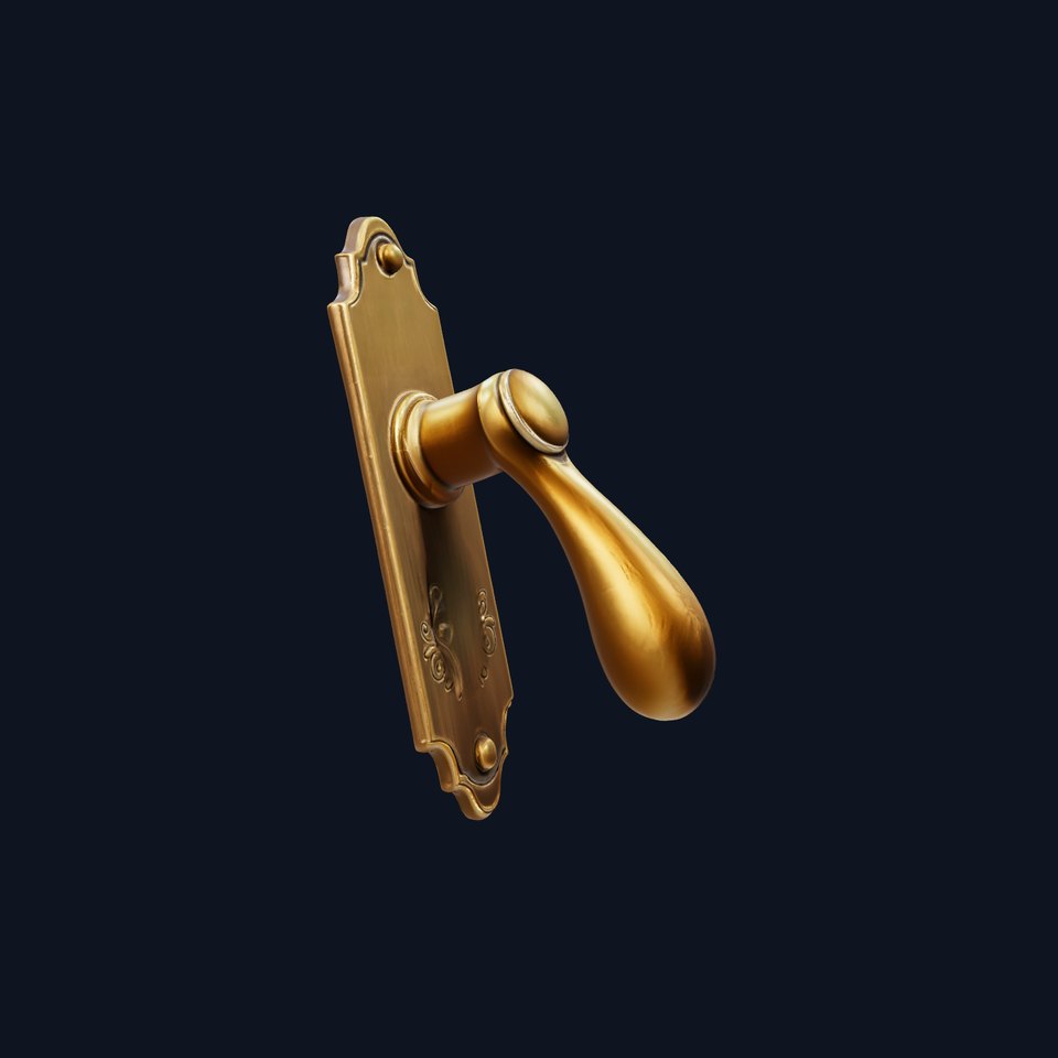Ornate Brass Door Handle model pack