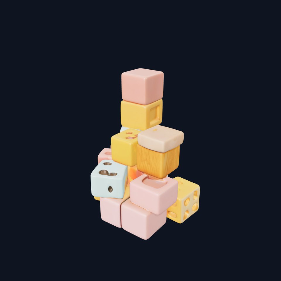Pastel Wooden Blocks model pack