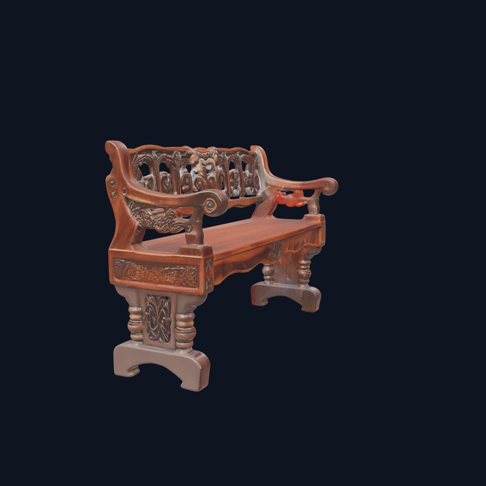 Ornate Wooden Bench model pack