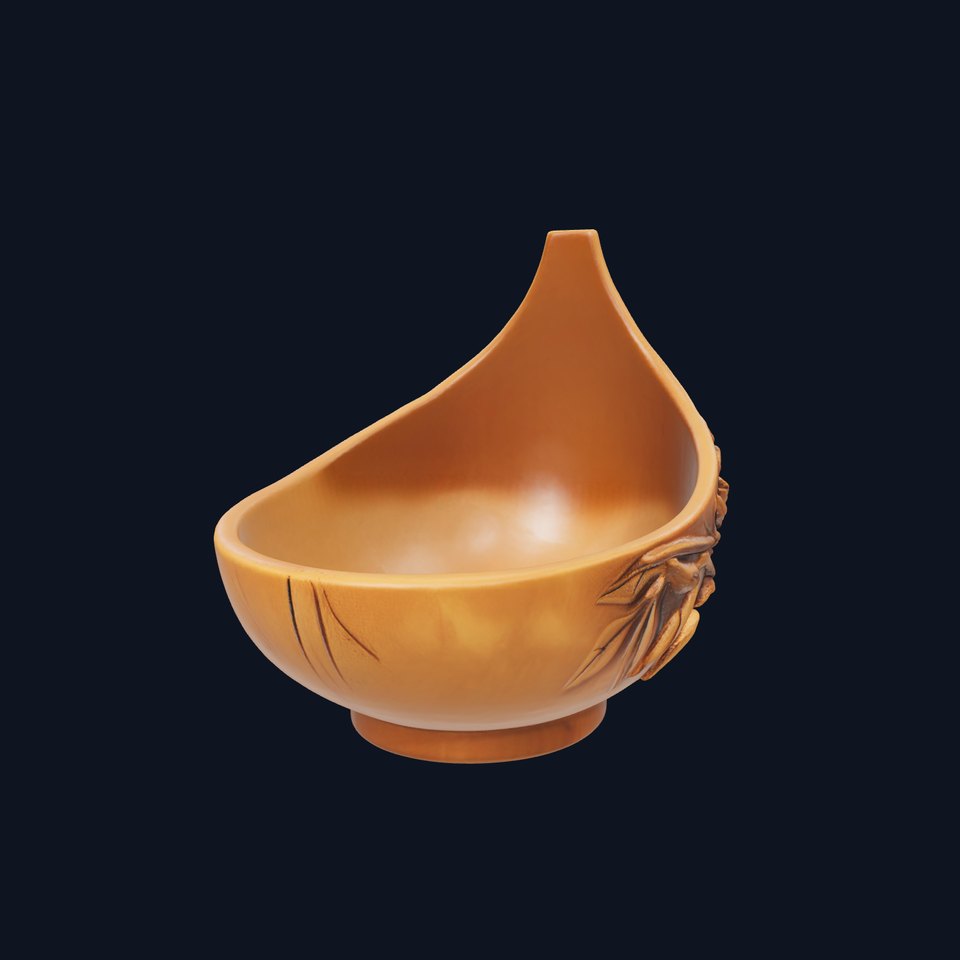 Rustic Leaf Carved Bowl model pack