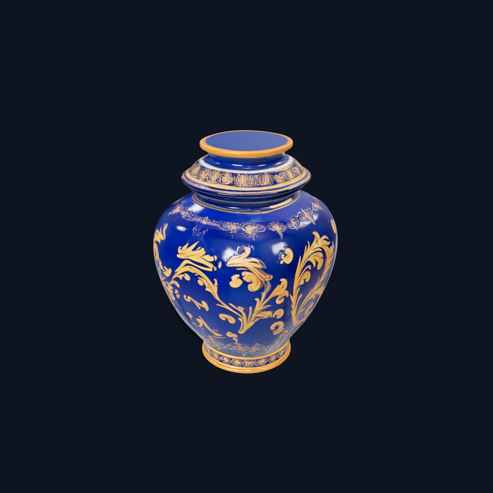 Royal Blue Ornate Vase model pack