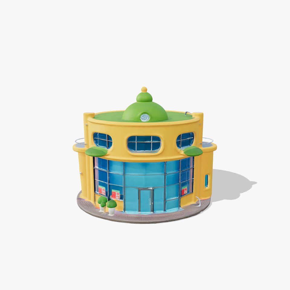 Vibrant Yellow Shopfront model pack viewer poster