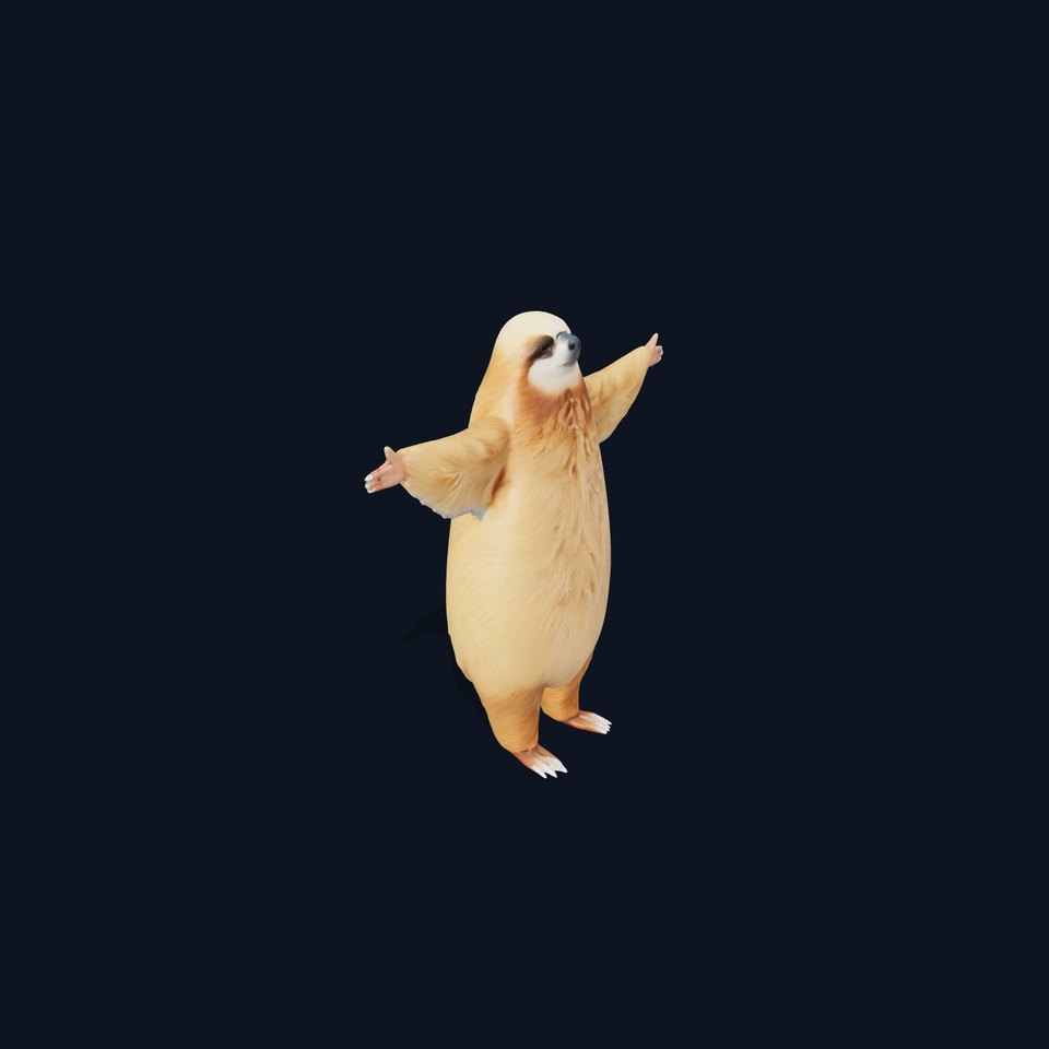 Fluffy Sloth Character model pack