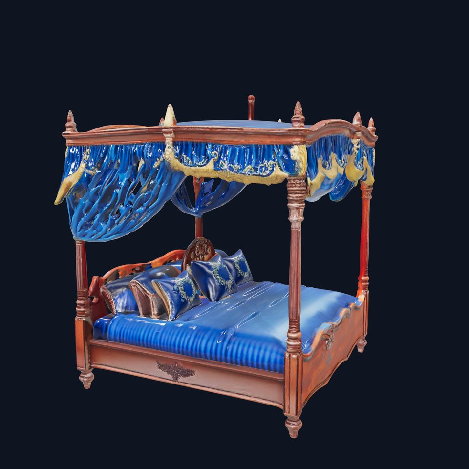 Regal Blue Canopy Bed model pack