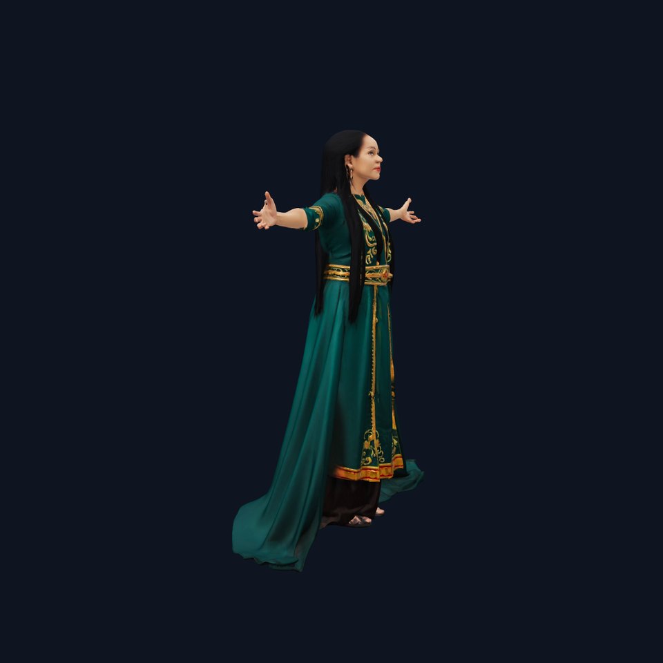 Elegant Green Dress model pack