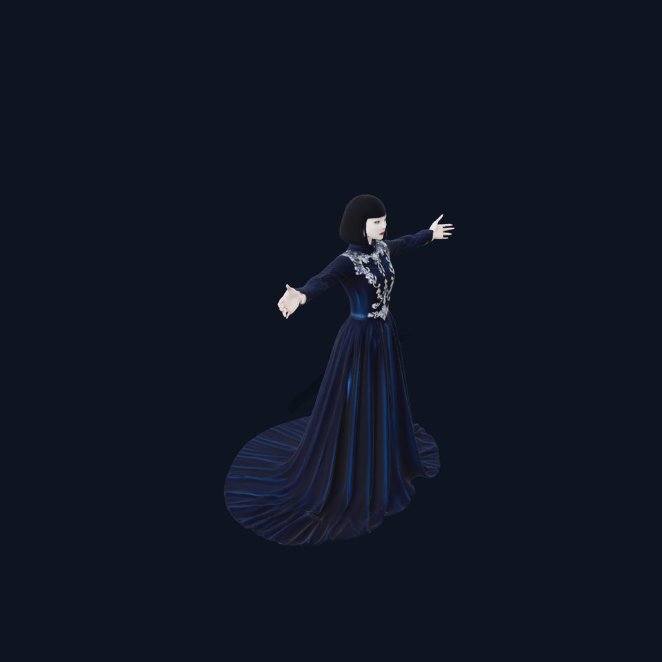 Elegant Blue Dress model pack