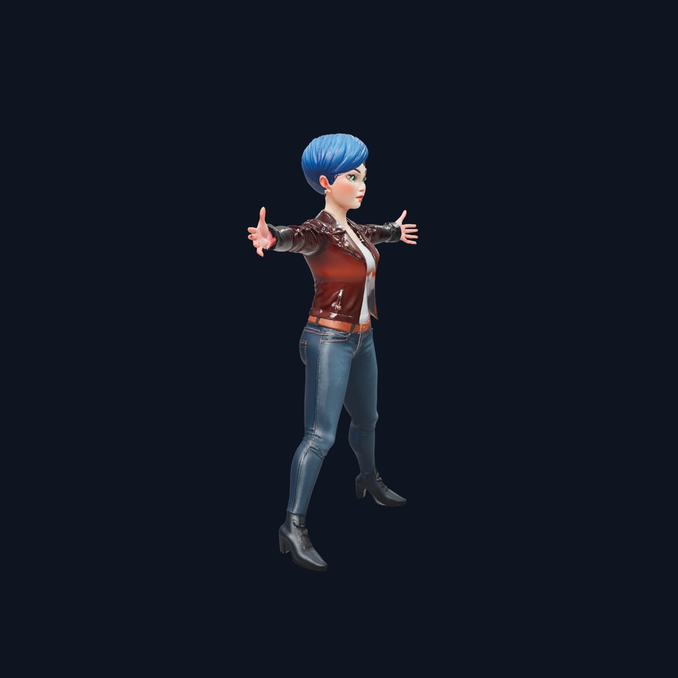 Stylish BlueHaired Character model pack