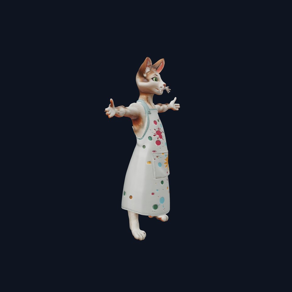 Cheerful Kitty Painter model pack