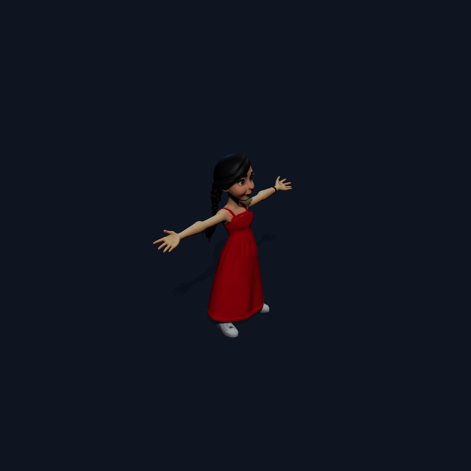 Youthful Character in Red Dress model pack