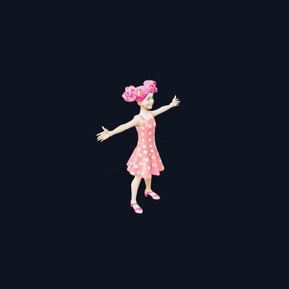 Pink Polka Dot Dress model pack
