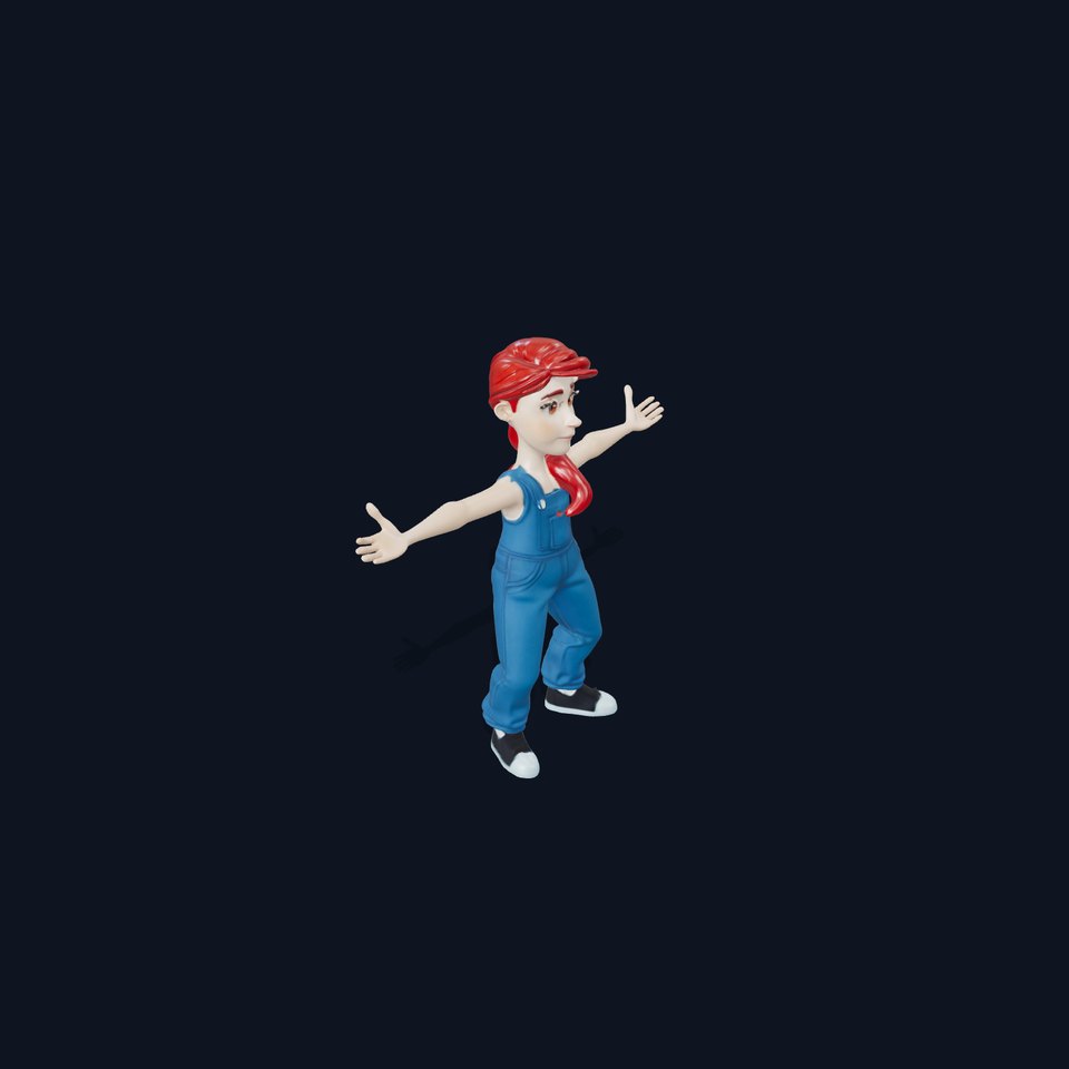Redhead Overalls Character model pack